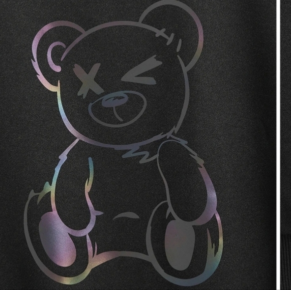 Reflective rainbow bear winking black sweatshirt sweater unisex multicolor - Picture 2 of 2